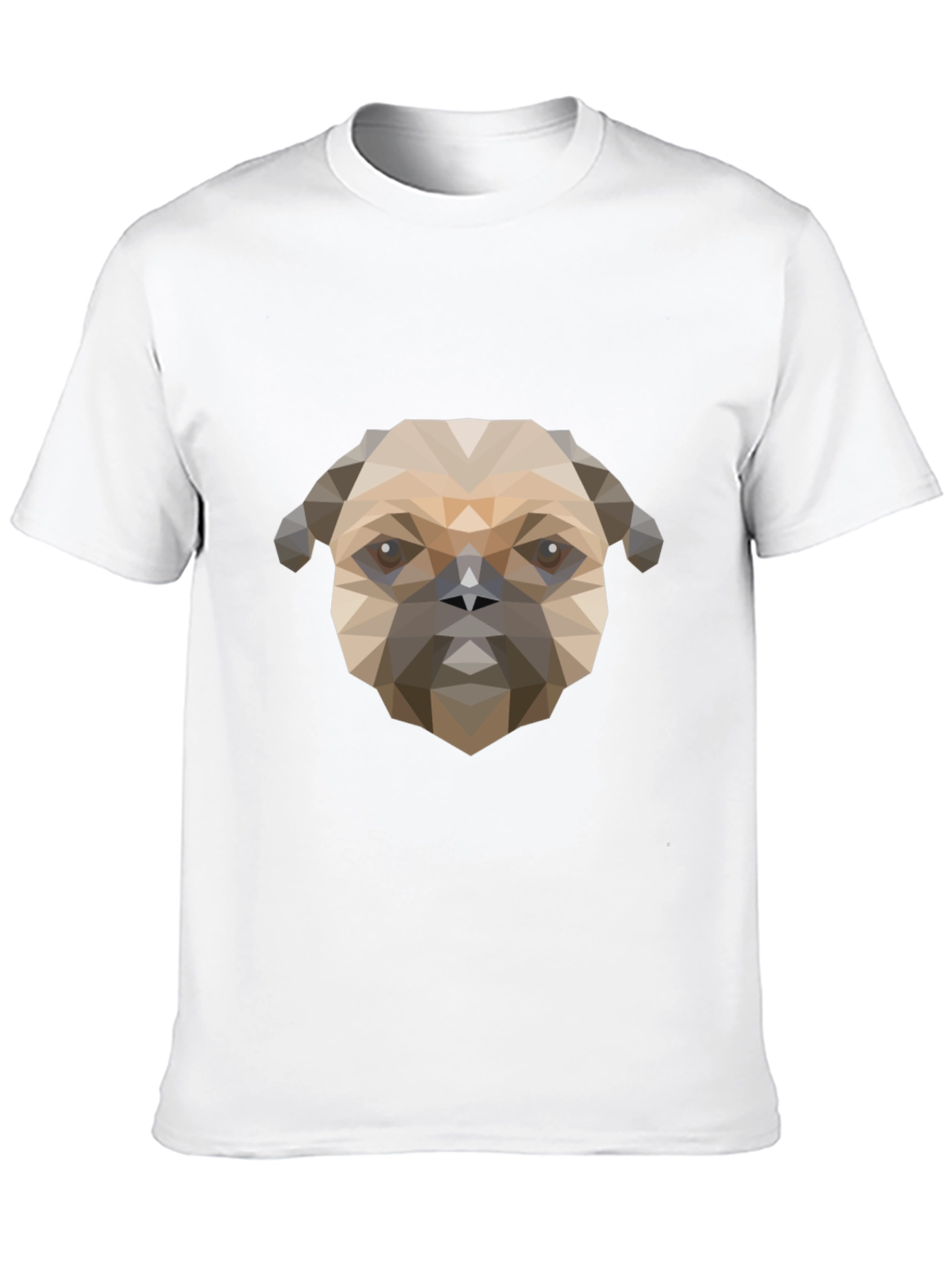 Geometric Pug Dog Graphic Print T-Shirt - Black
