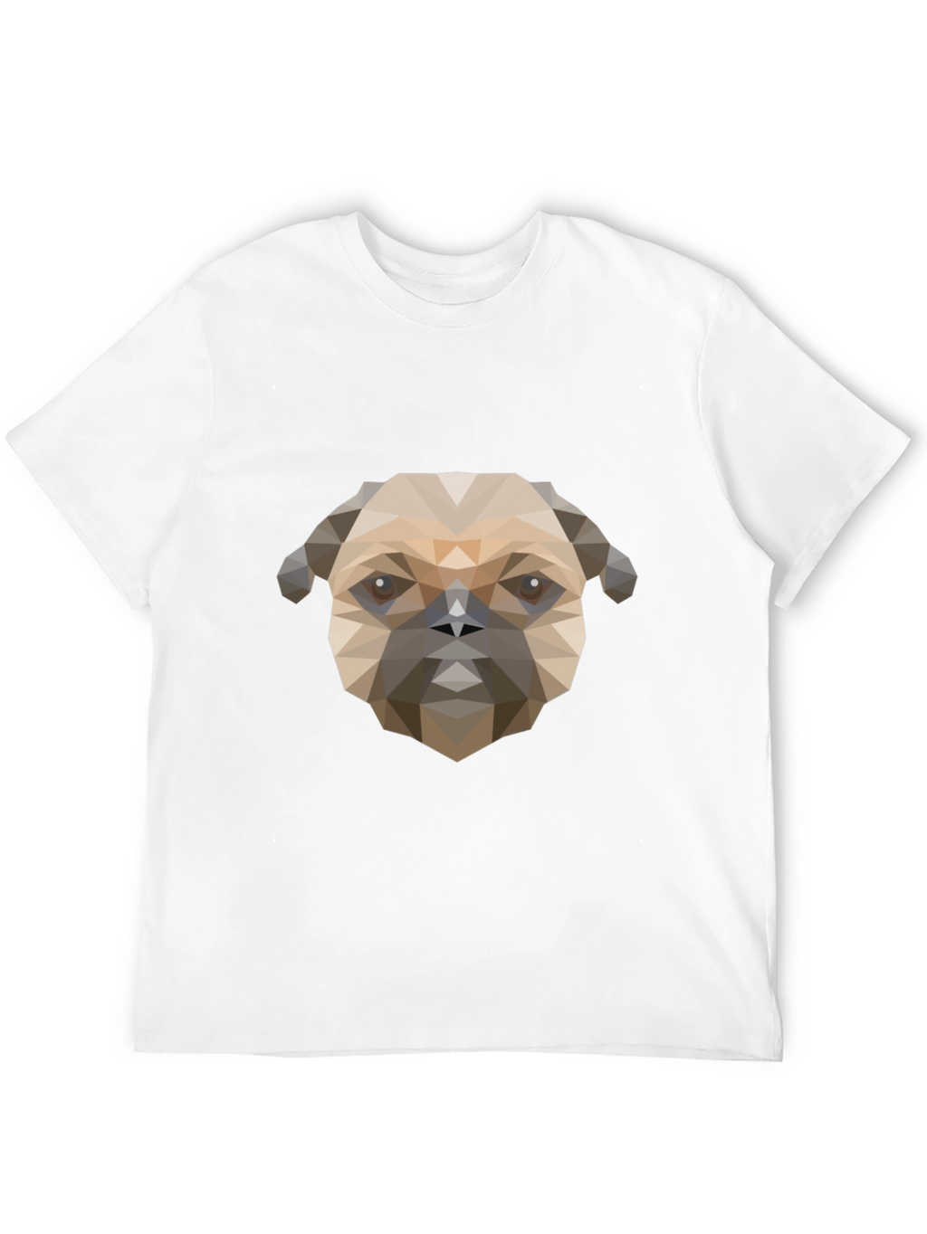 Geometric Pug Dog Graphic Print T-Shirt - Black