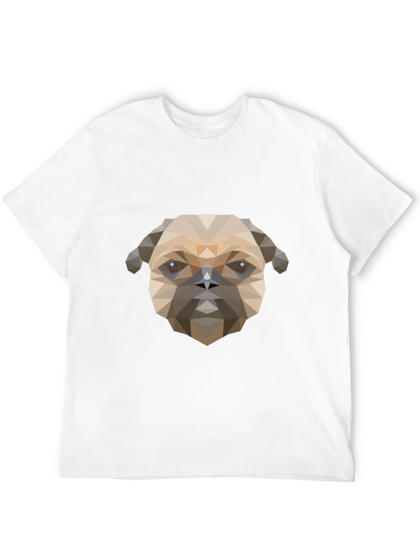 Geometric Pug Dog Graphic Print T-Shirt - Black