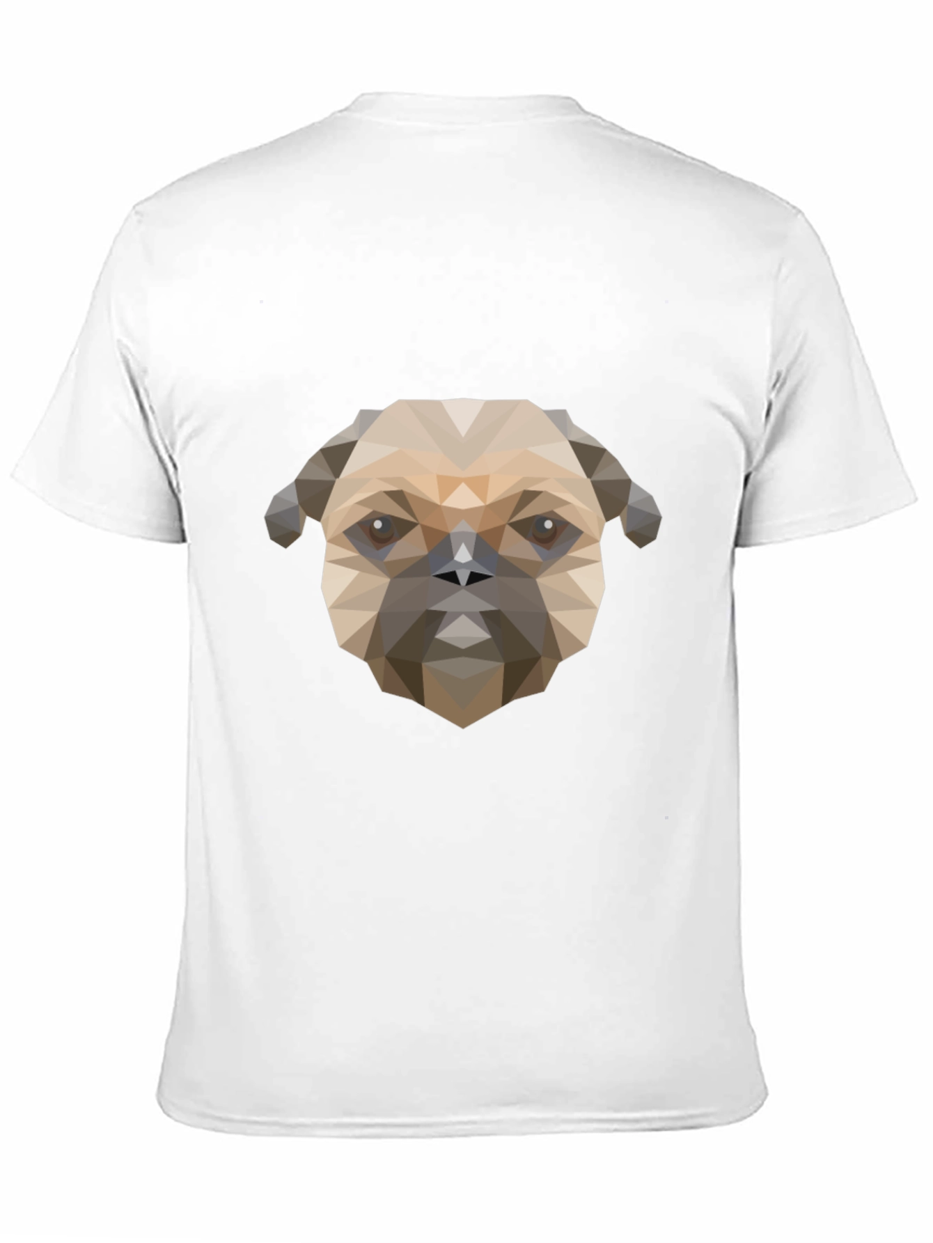 Geometric Pug Dog Graphic Print T-Shirt - Black