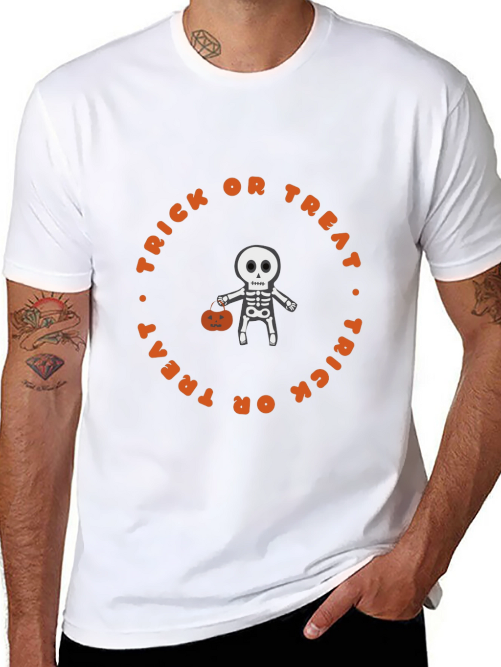 Halloween Skeleton Trick or Treat Graphic Tee