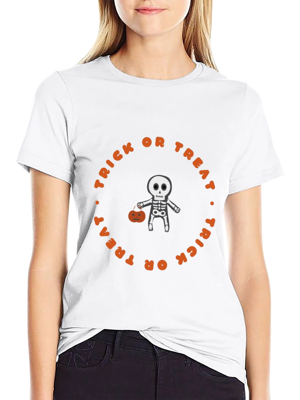 Halloween Skeleton Trick or Treat Graphic Tee