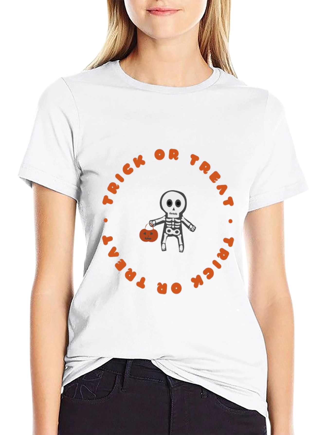 Halloween Skeleton Trick or Treat Graphic Tee