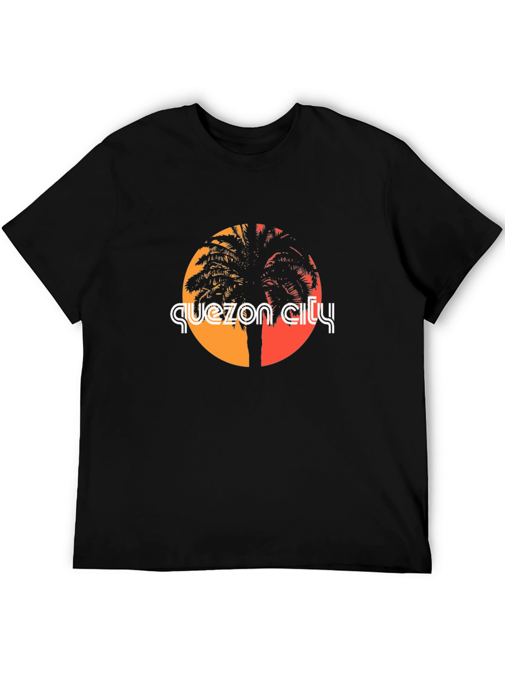Quezon City Palm Tree Graphic T-Shirt - Black