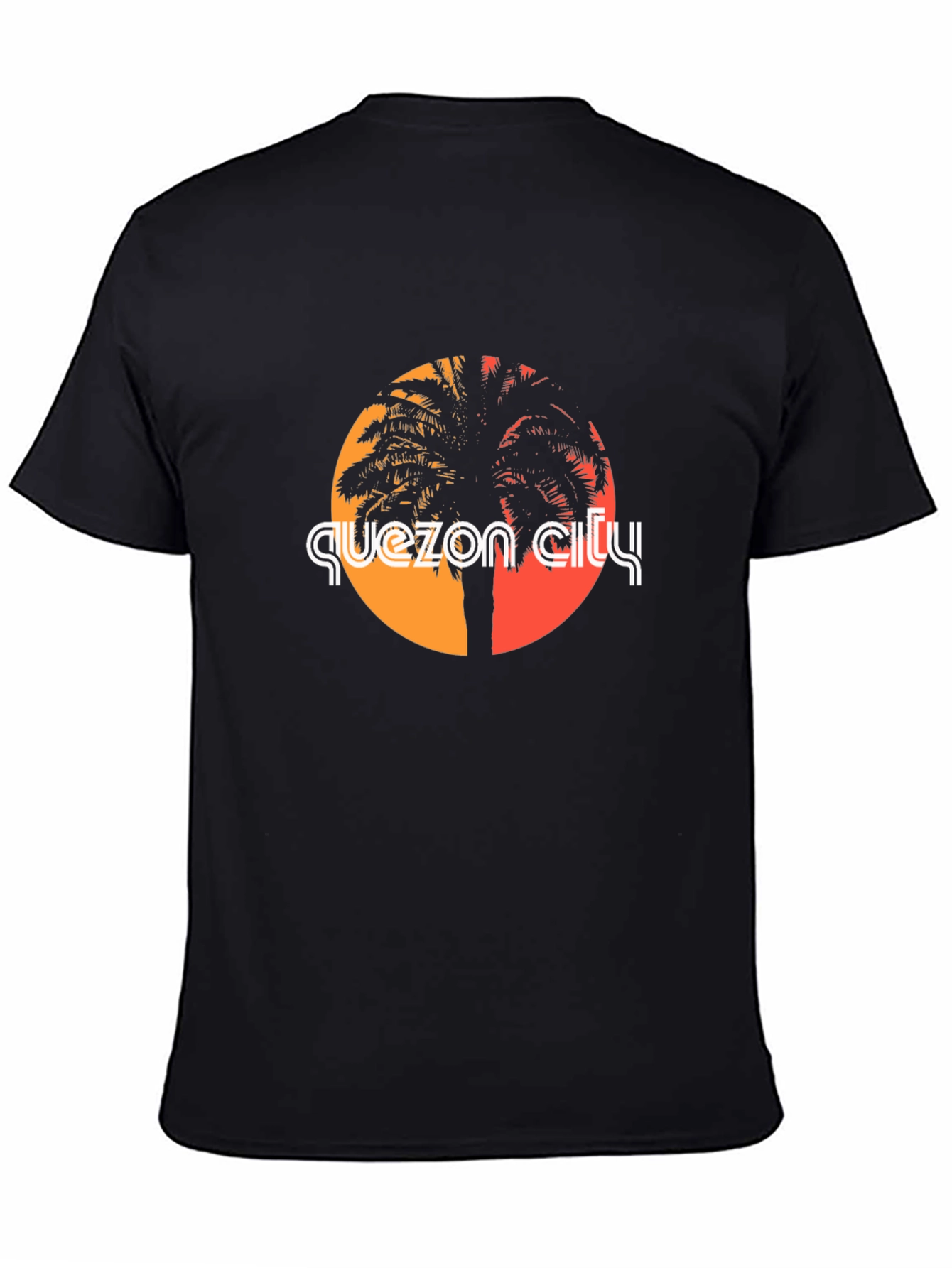 Quezon City Palm Tree Graphic T-Shirt - Black