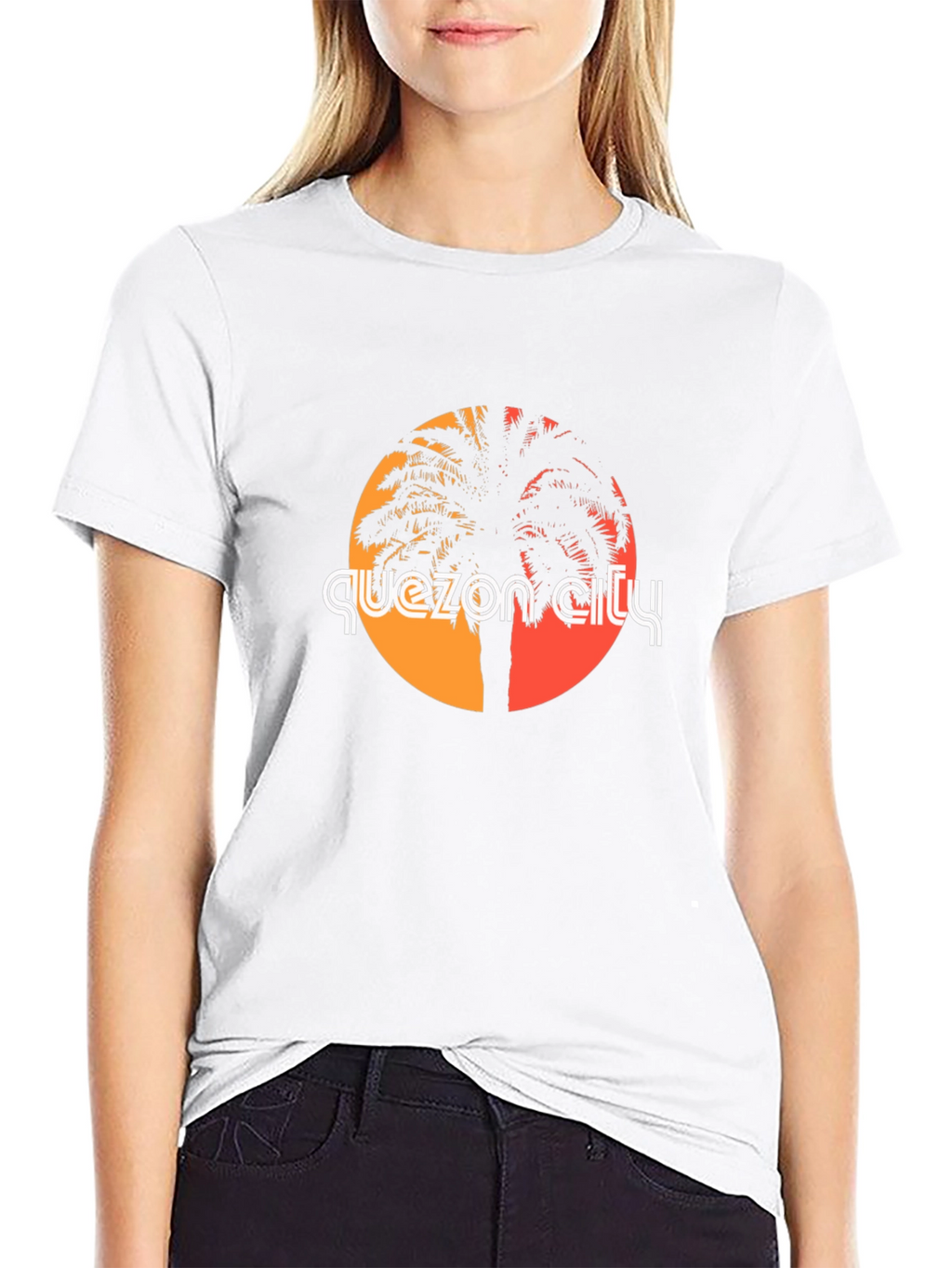 Quezon City Palm Tree Graphic T-Shirt - Black