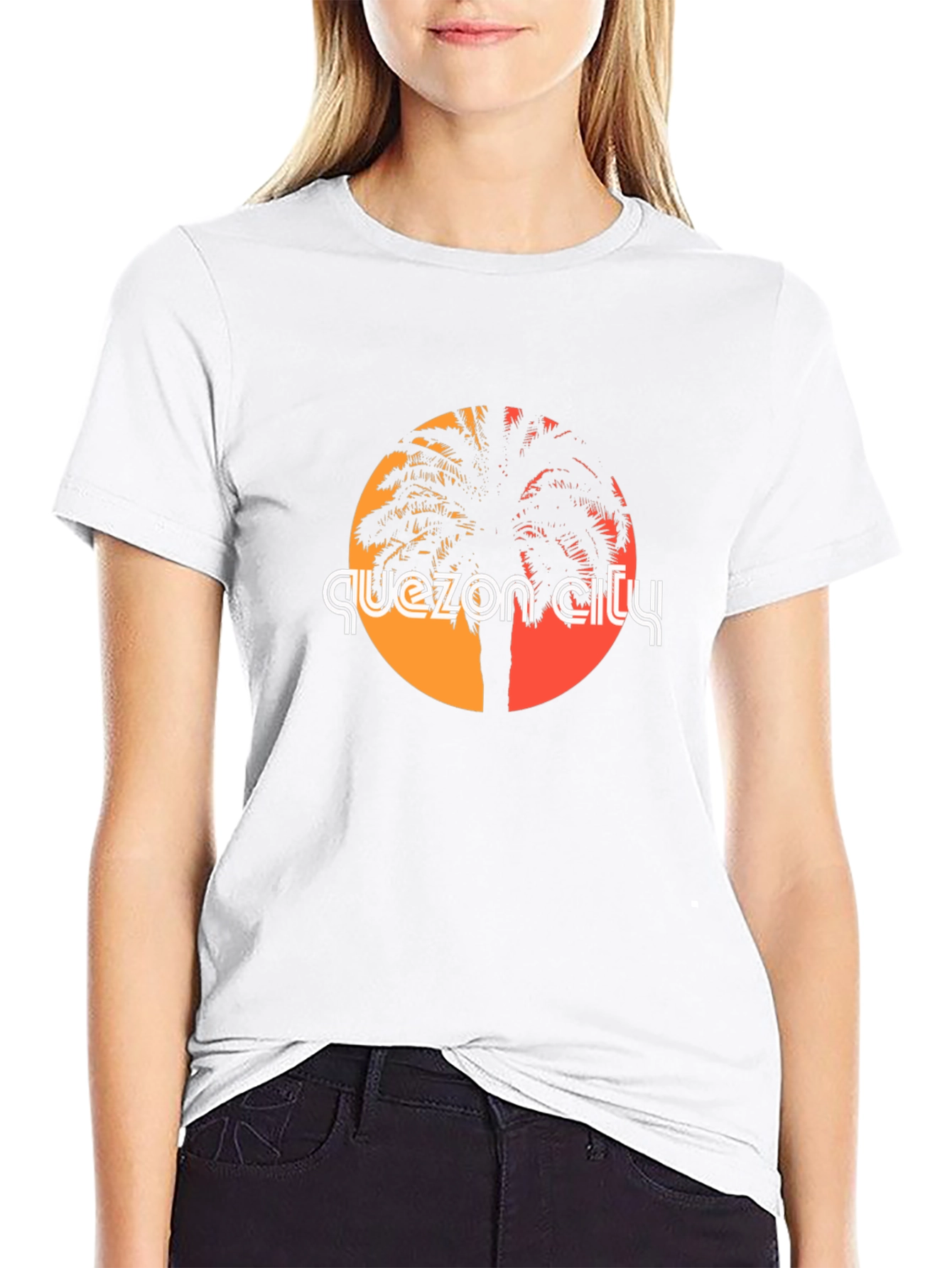 Quezon City Palm Tree Graphic T-Shirt - Black