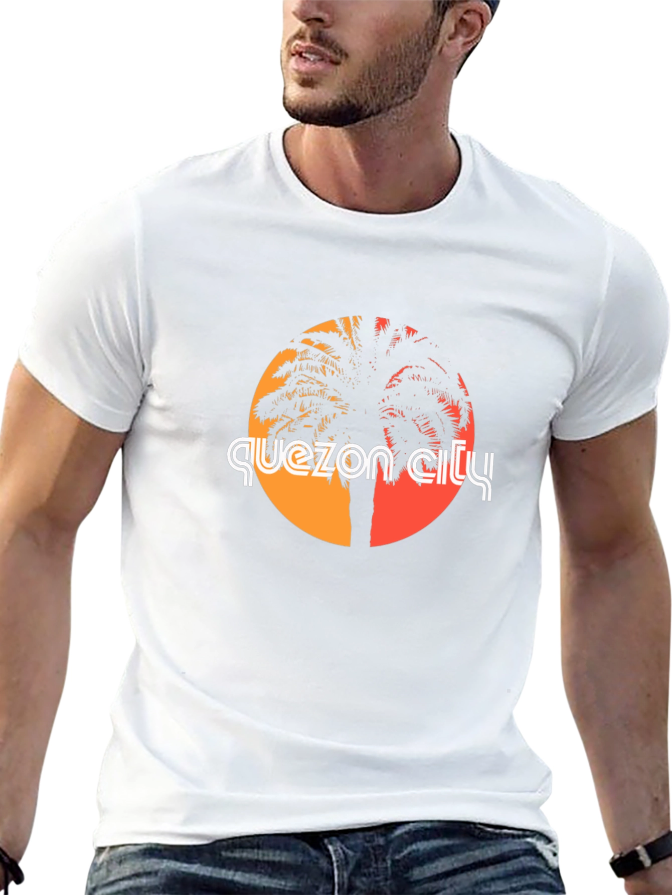 Quezon City Palm Tree Graphic T-Shirt - Black