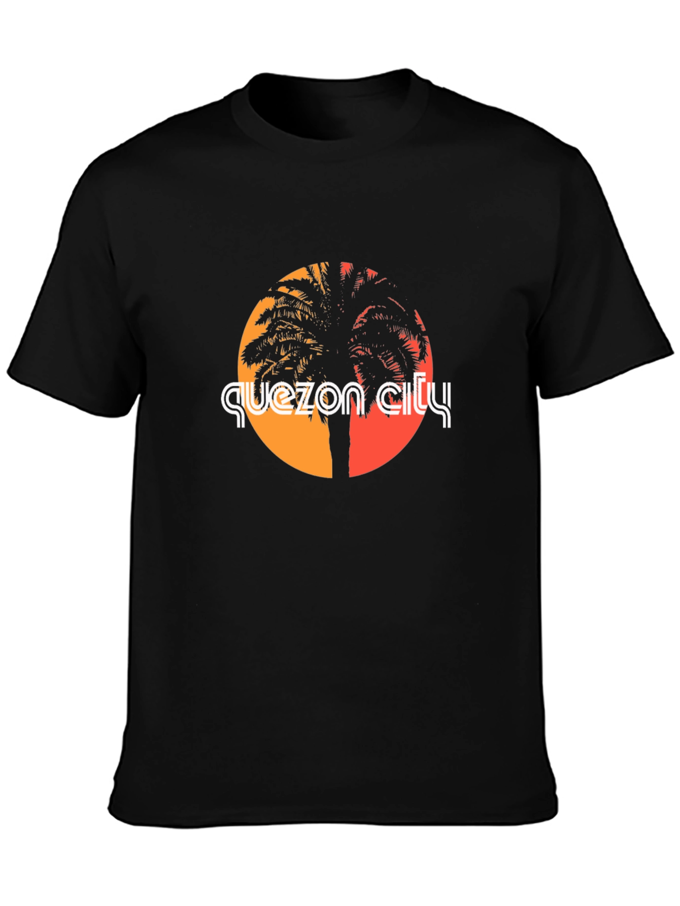 Quezon City Palm Tree Graphic T-Shirt - Black