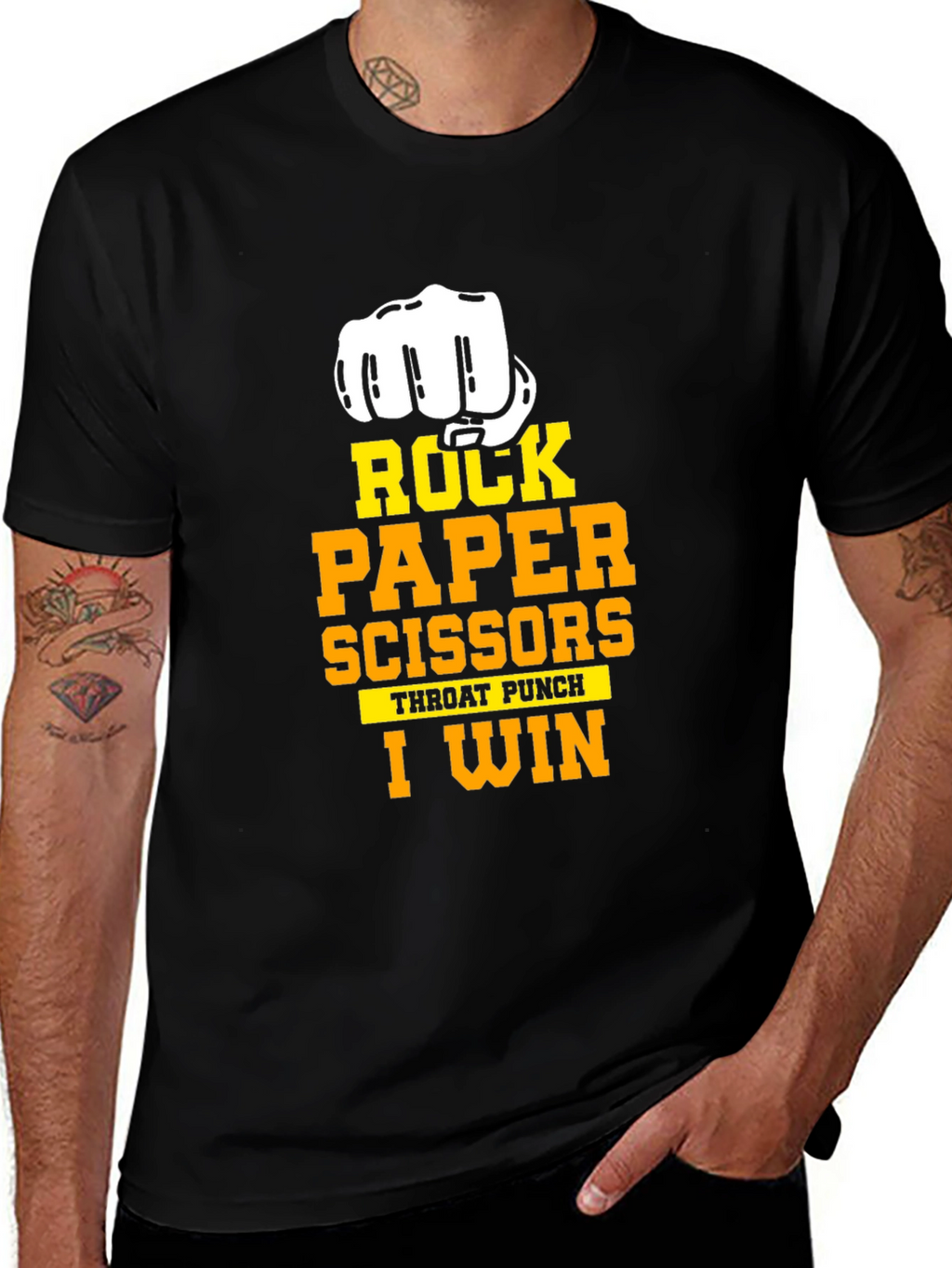 Rock Paper Scissors I Win Black T-Shirt