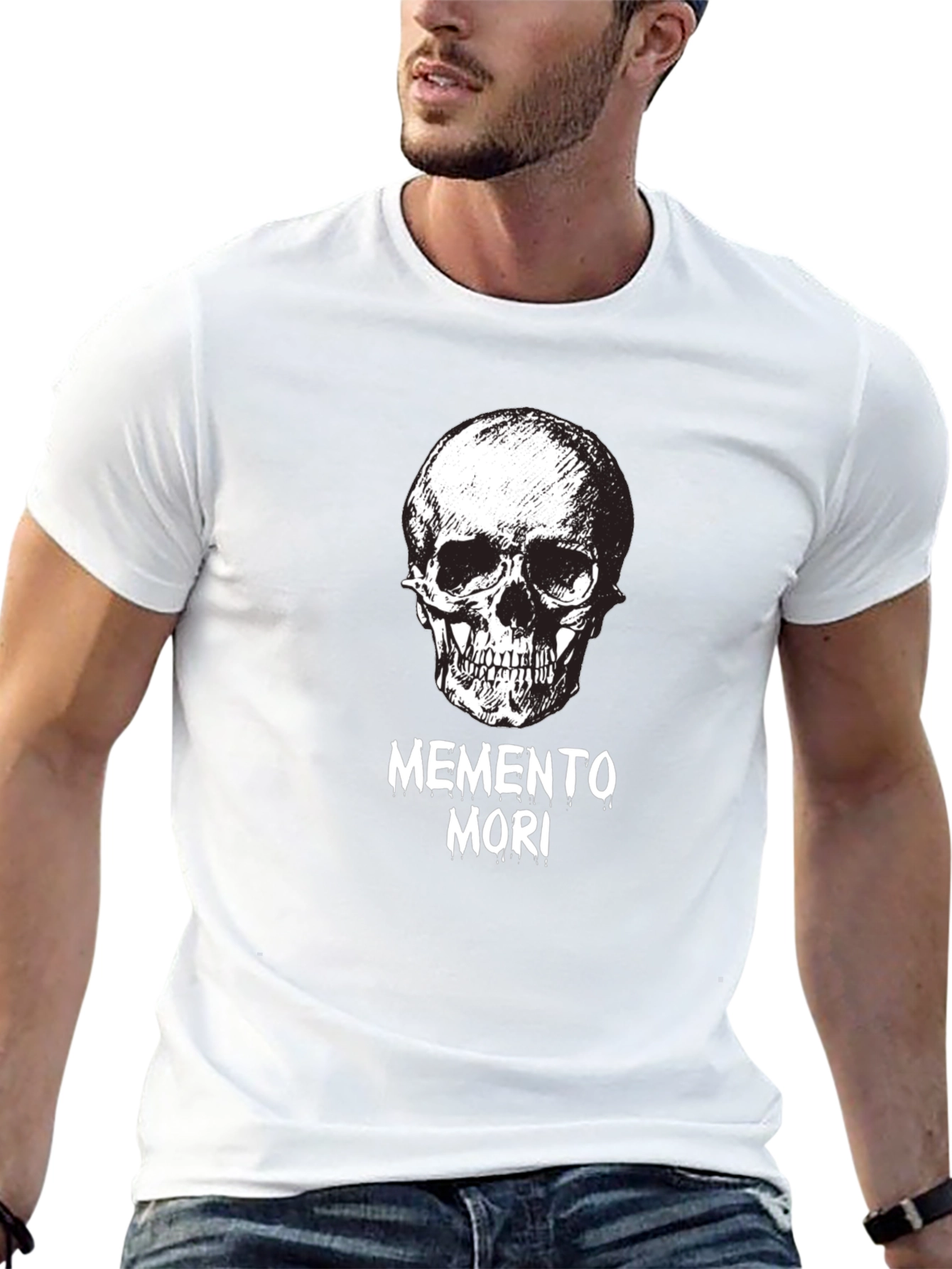 Memento Mori Skull Graphic Tee - Black