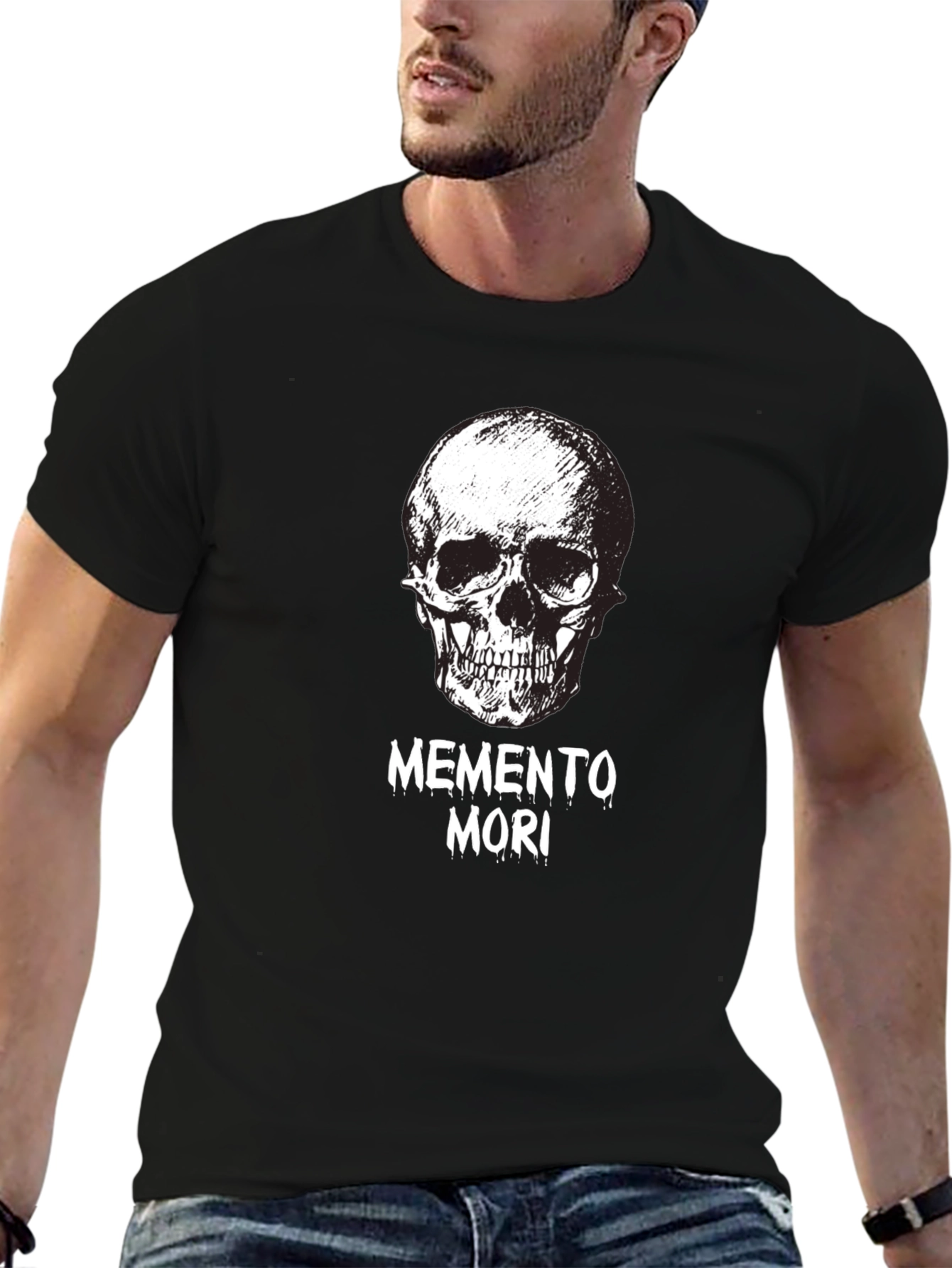Memento Mori Skull Graphic Tee - Black