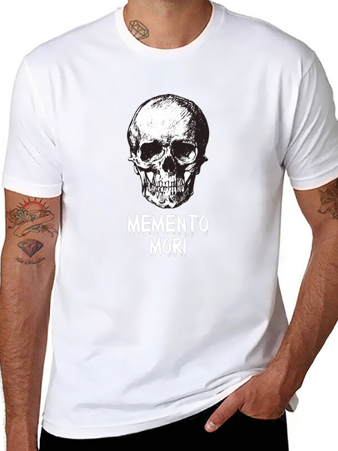 Memento Mori Skull Graphic Tee - Black