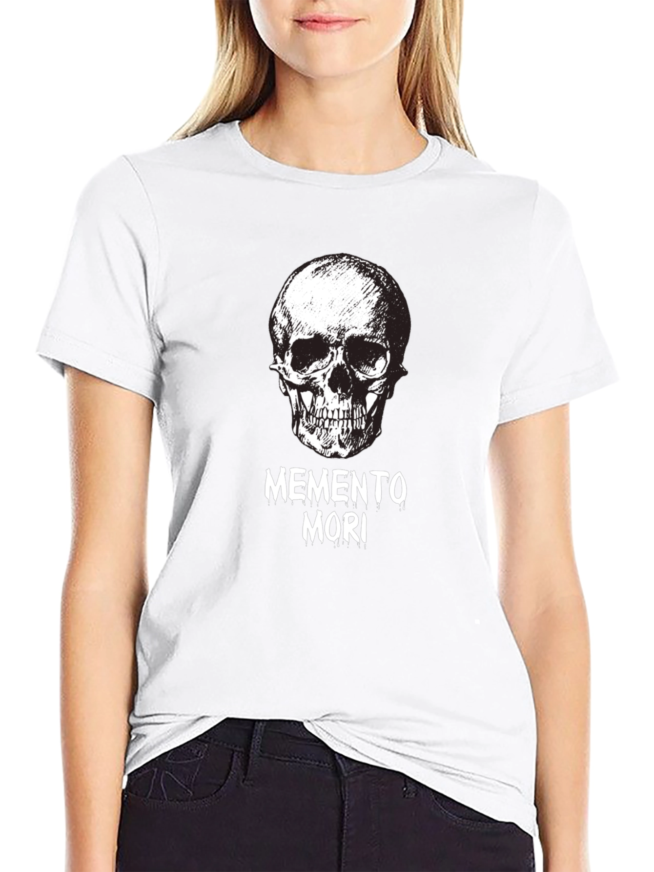 Memento Mori Skull Graphic Tee - Black