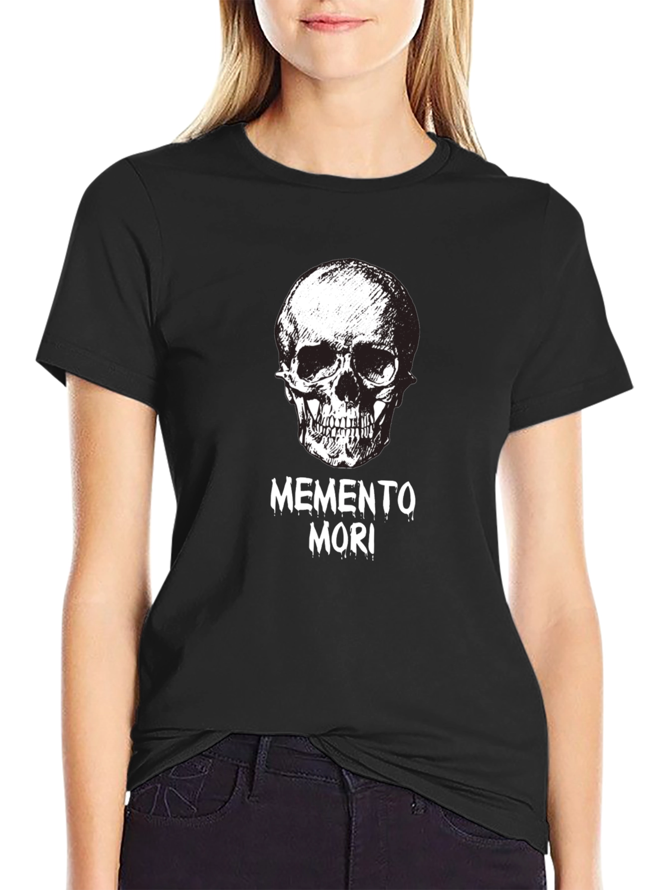Memento Mori Skull Graphic Tee - Black