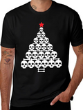 Skull Christmas Tree Graphic Tee - Black