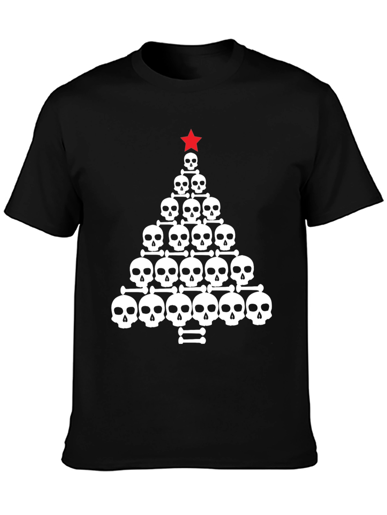 Skull Christmas Tree Graphic Tee - Black