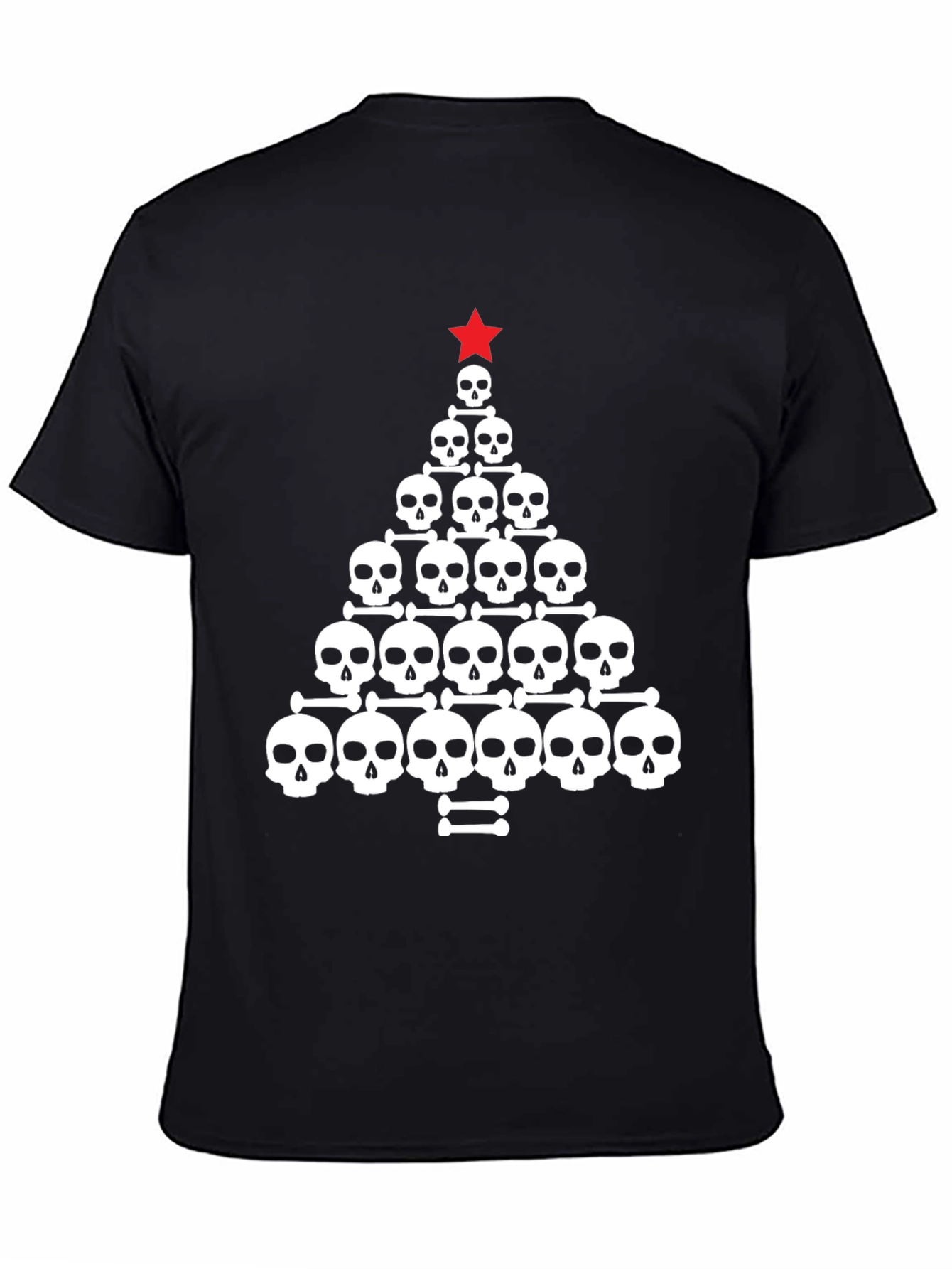 Skull Christmas Tree Graphic Tee - Black