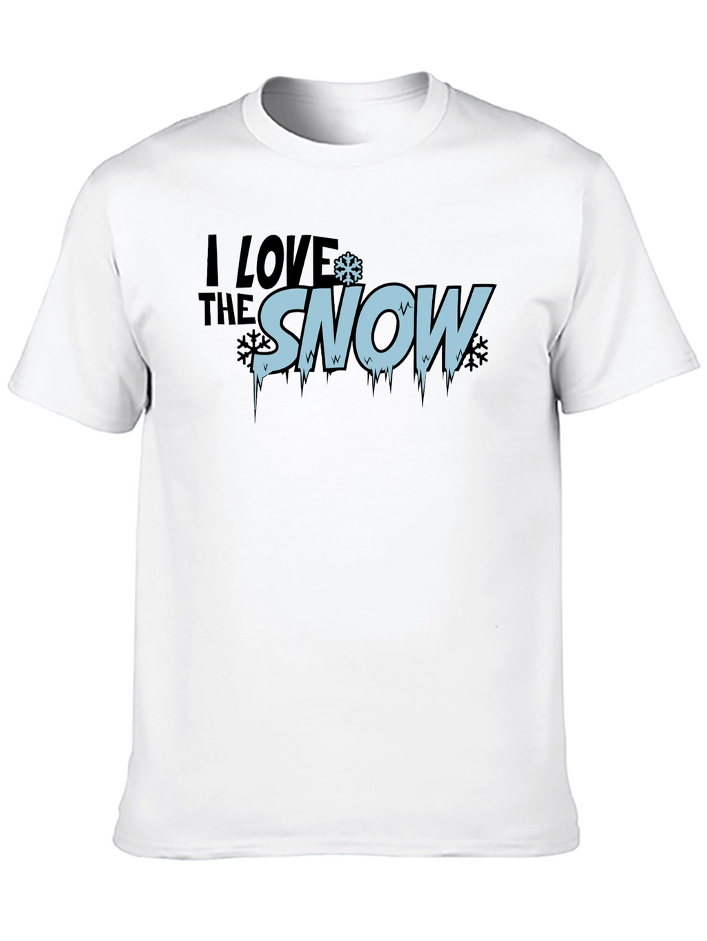 I Love Snow Mens Black Graphic T-Shirt