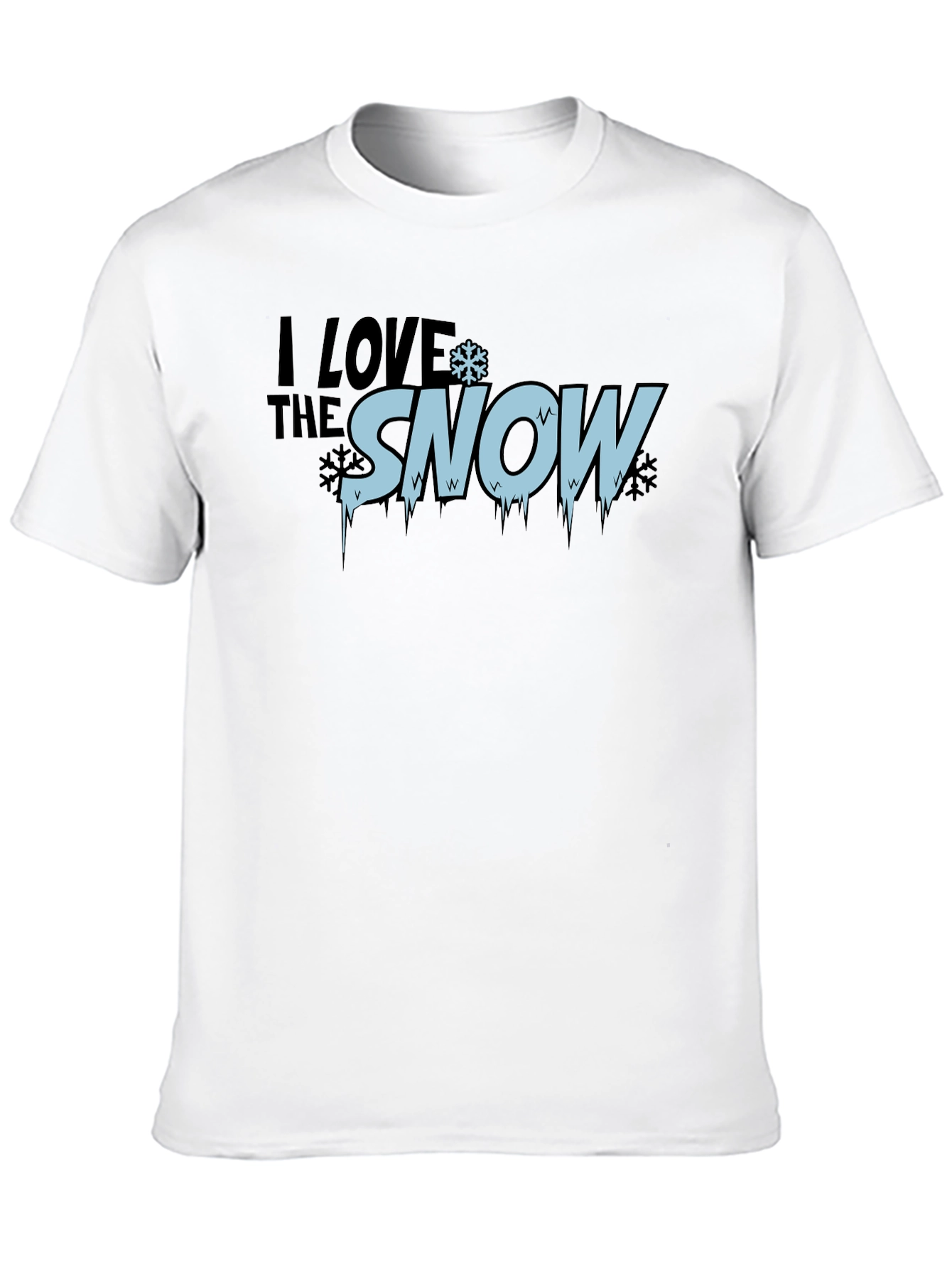 I Love Snow Mens Black Graphic T-Shirt
