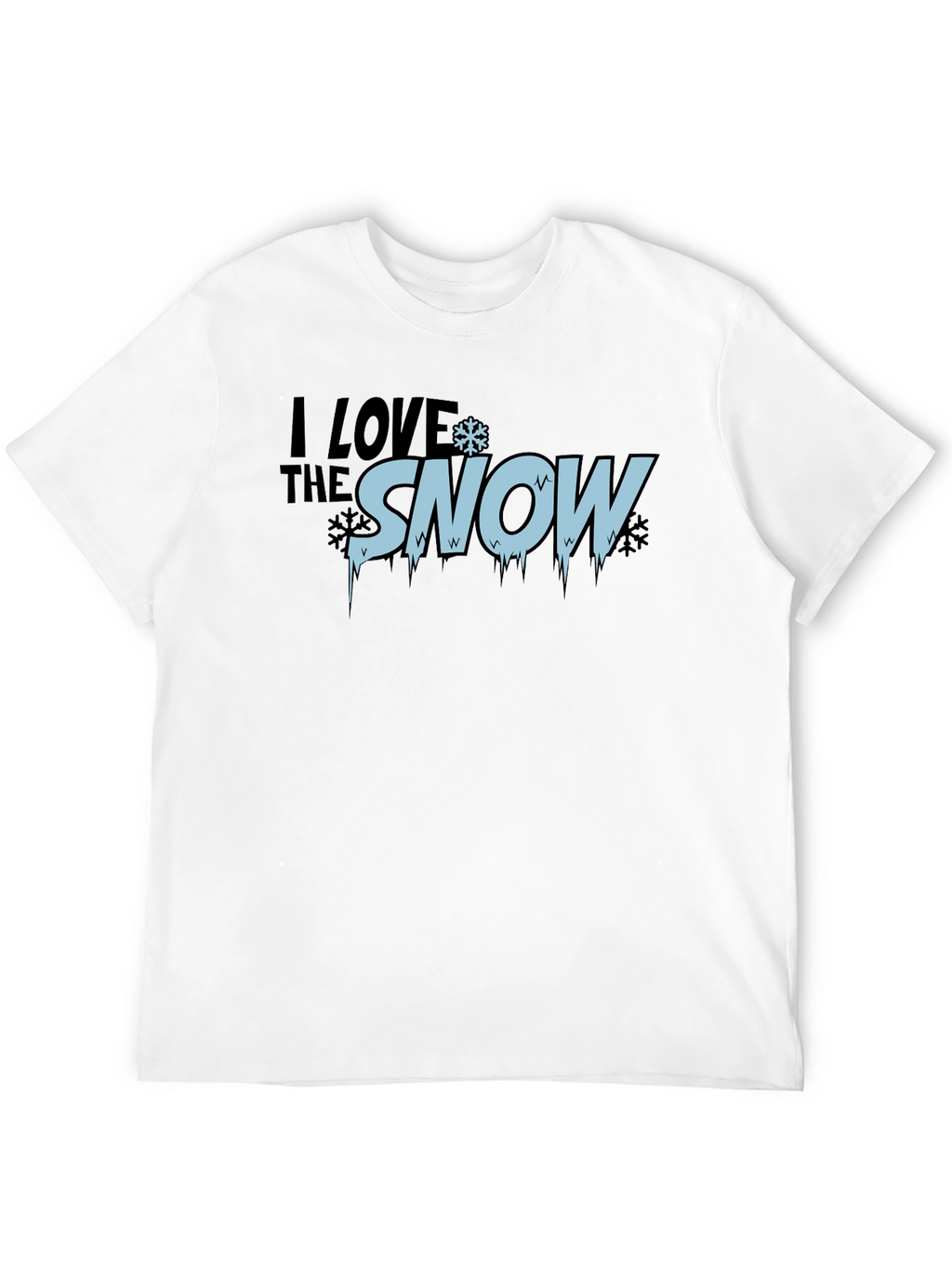 I Love Snow Mens Black Graphic T-Shirt