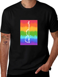 Rainbow Cello Graphic Tee - Black Cotton Casual Shirt