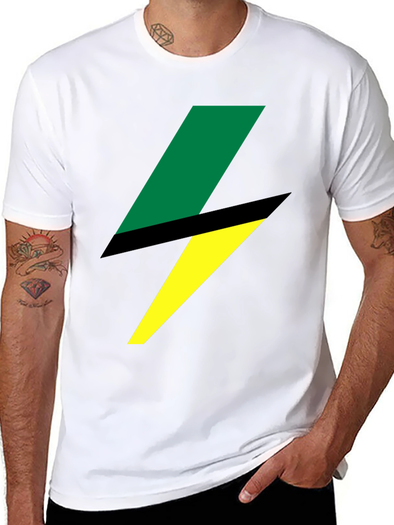 Bold Lightning Bolt Graphic Tee - Black
