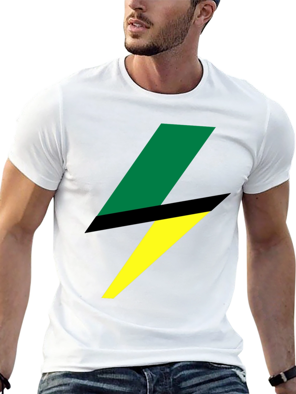 Bold Lightning Bolt Graphic Tee - Black