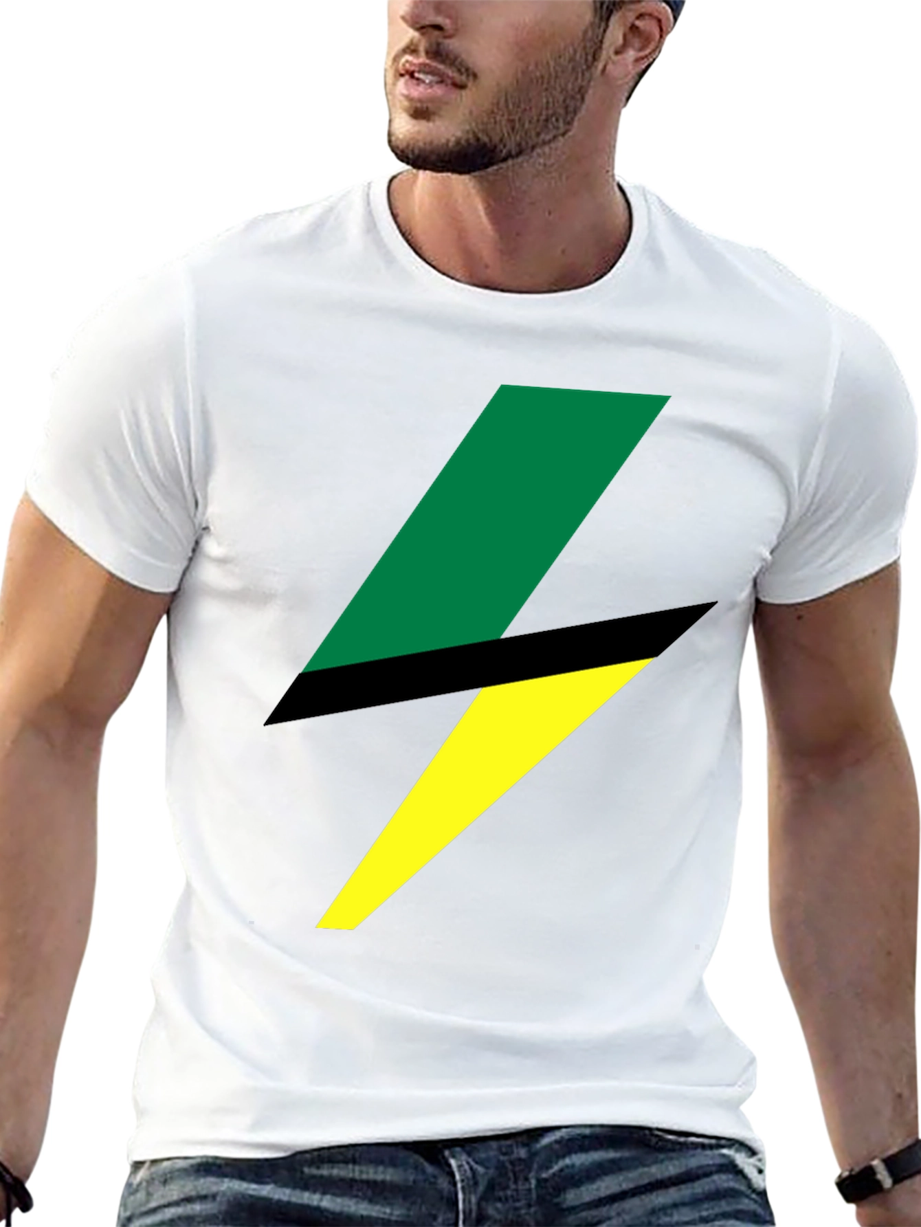 Bold Lightning Bolt Graphic Tee - Black
