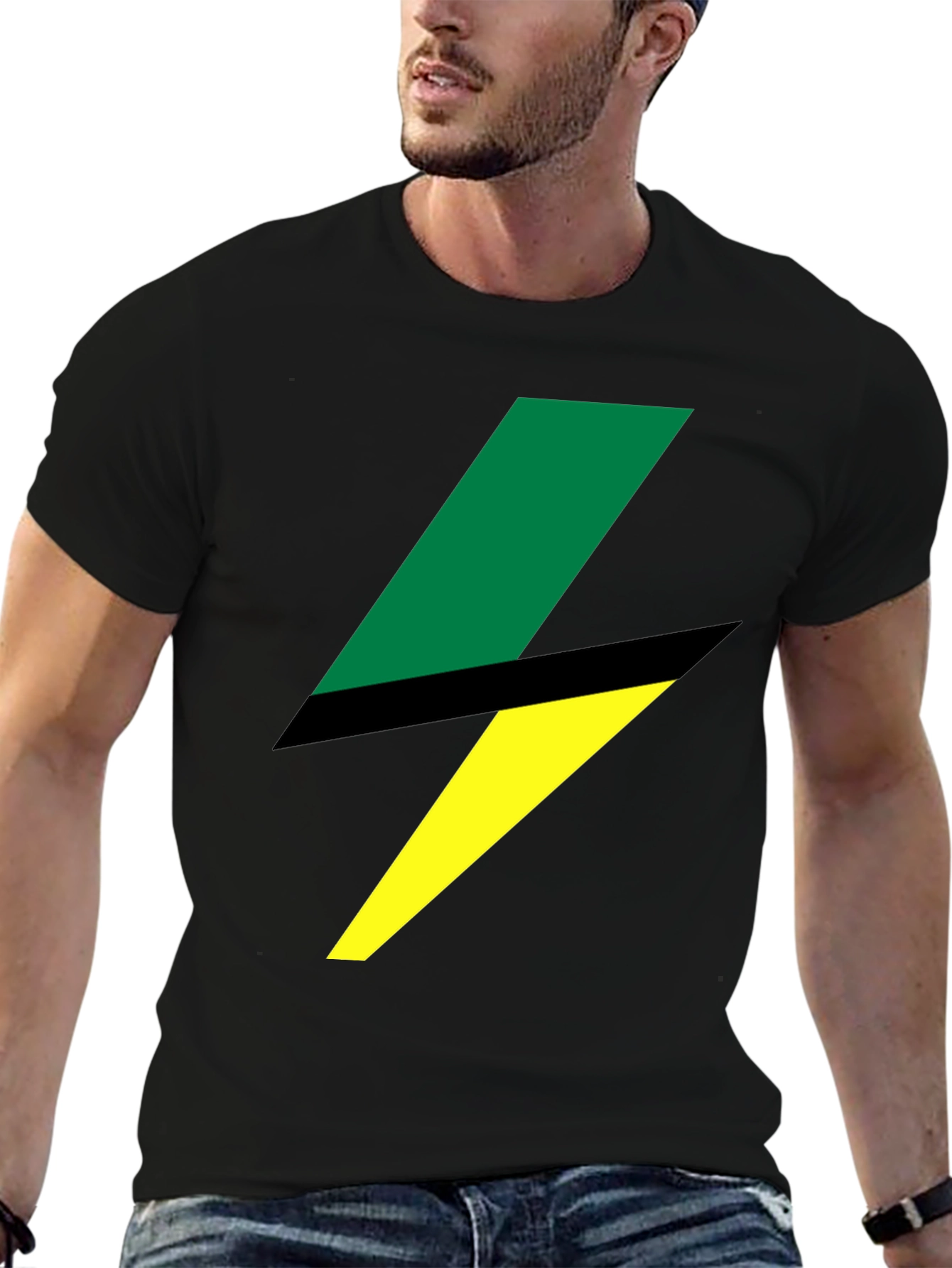 Bold Lightning Bolt Graphic Tee - Black