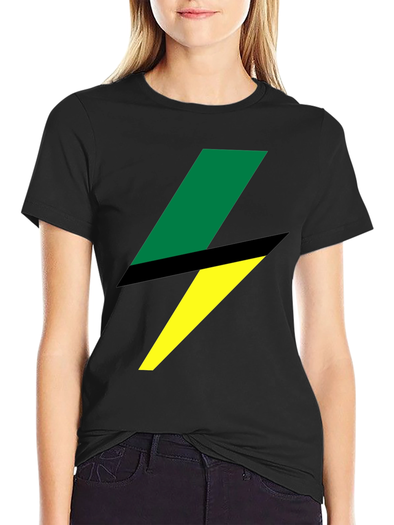 Bold Lightning Bolt Graphic Tee - Black