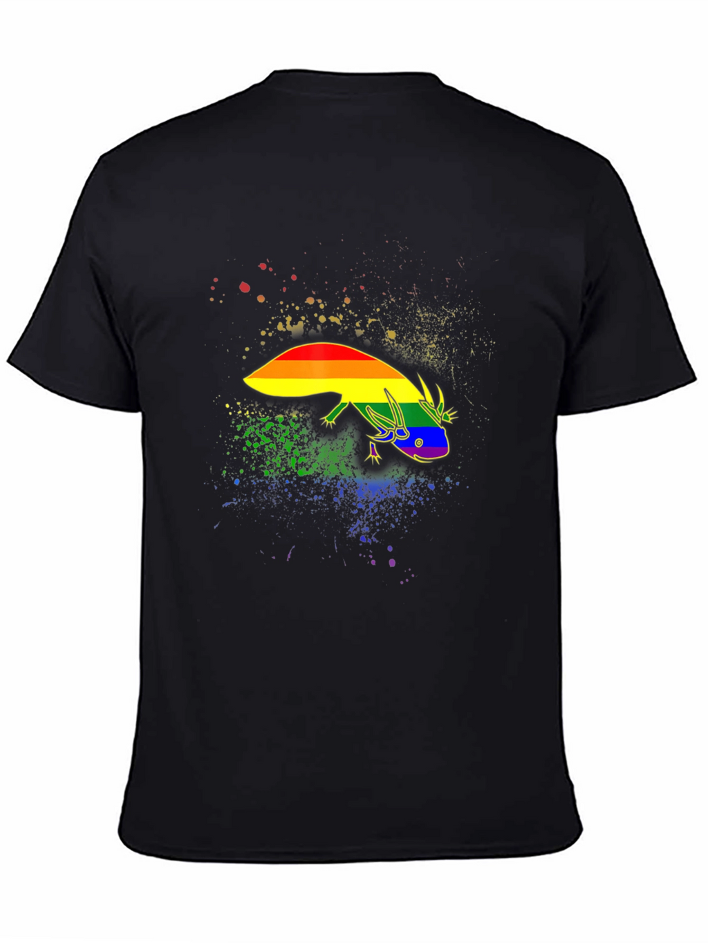 Rainbow Pride Axolotl Black T-Shirt