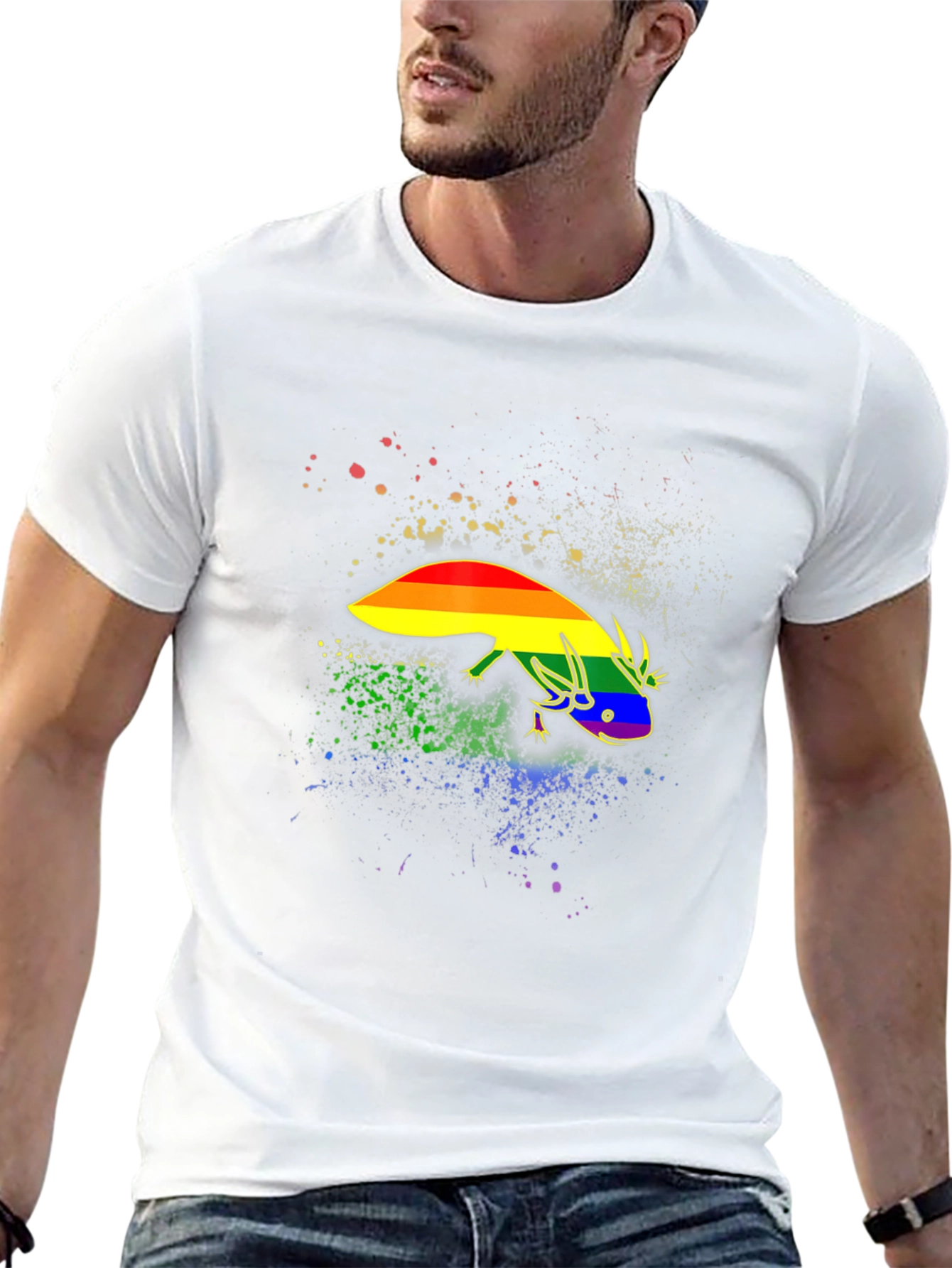 Rainbow Pride Axolotl Black T-Shirt