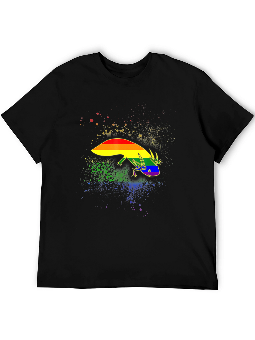 Rainbow Pride Axolotl Black T-Shirt