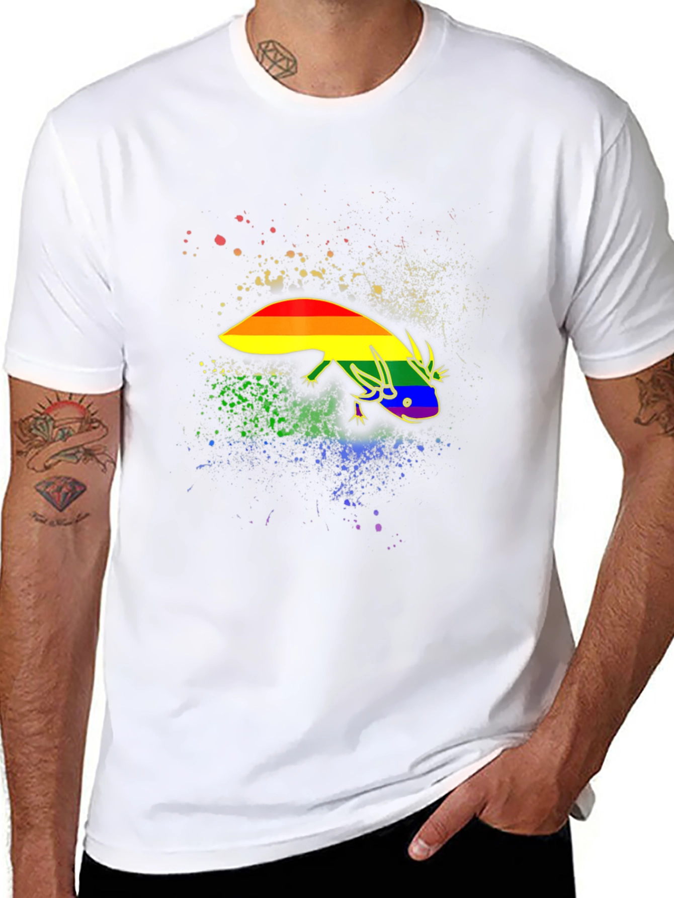Rainbow Pride Axolotl Black T-Shirt