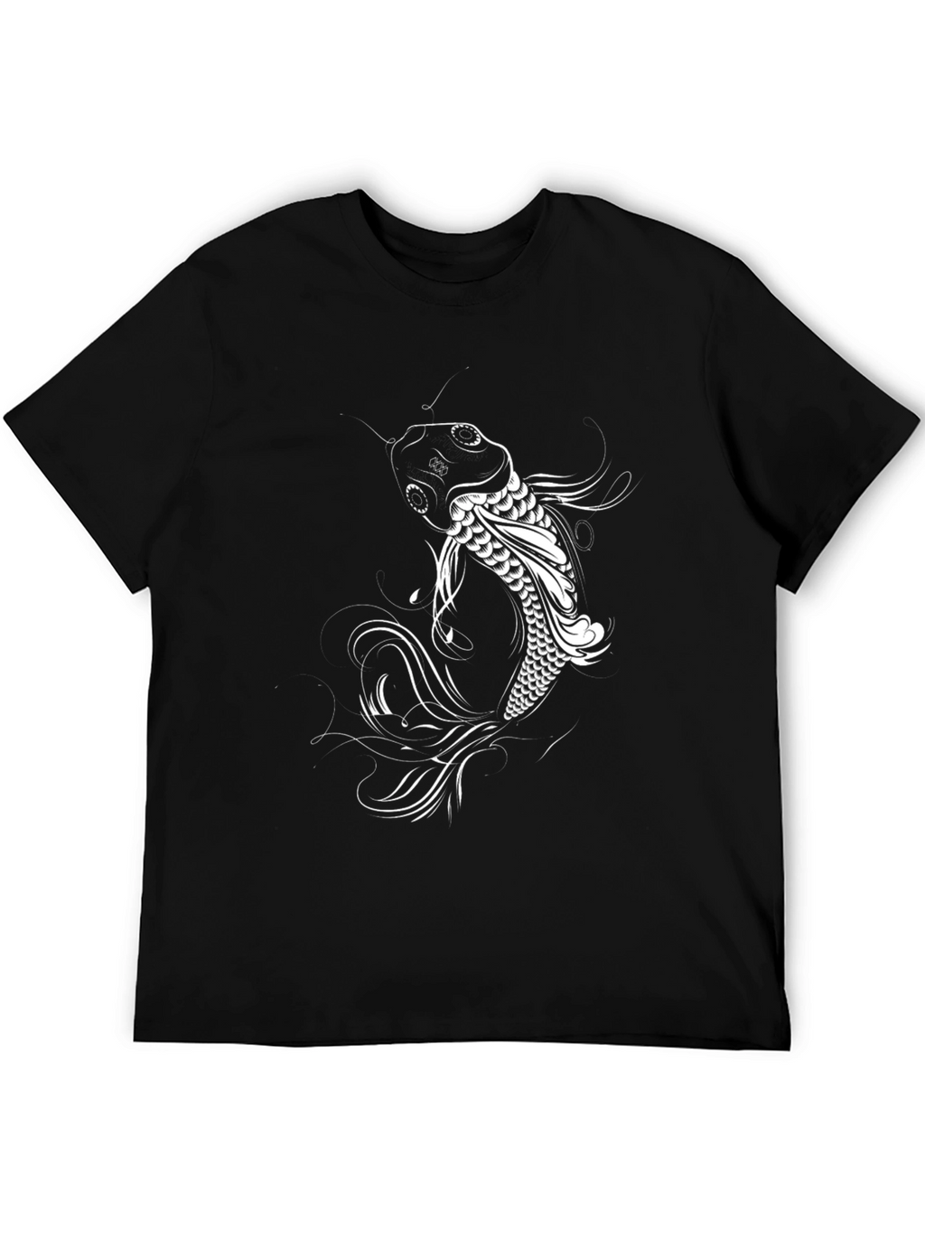 Koi Fish Graphic Tee - Stylish Black Cotton T-Shirt