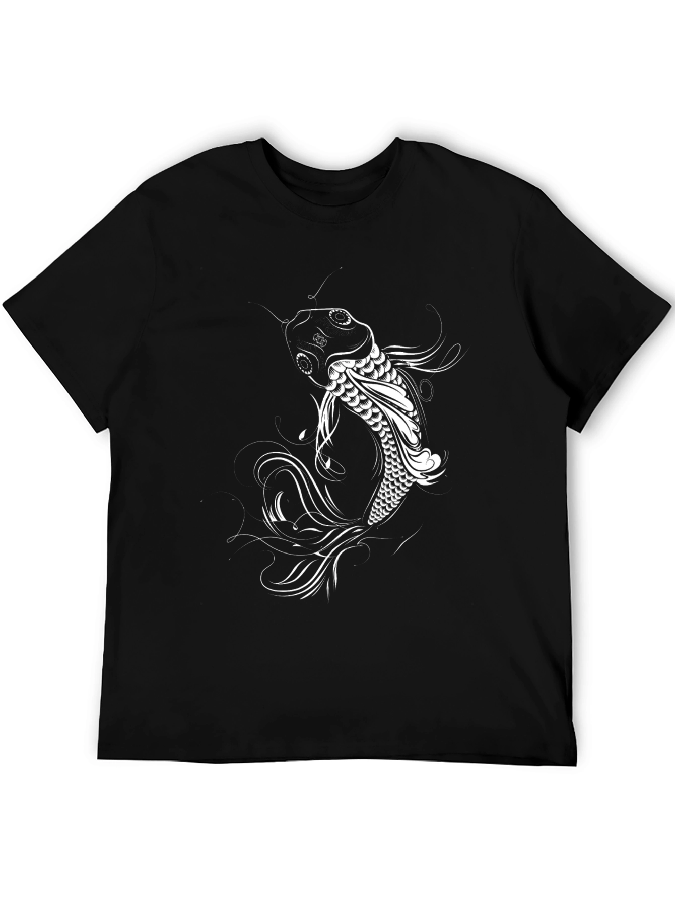 Koi Fish Graphic Tee - Stylish Black Cotton T-Shirt