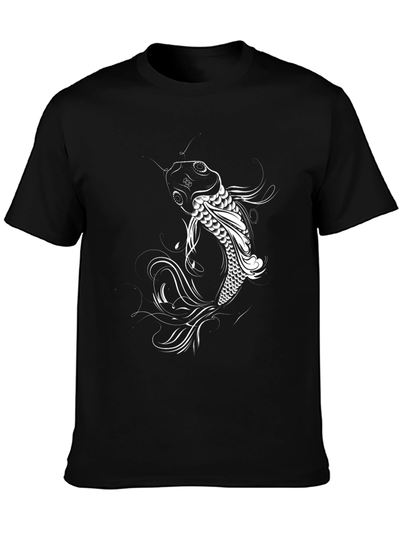 Koi Fish Graphic Tee - Stylish Black Cotton T-Shirt