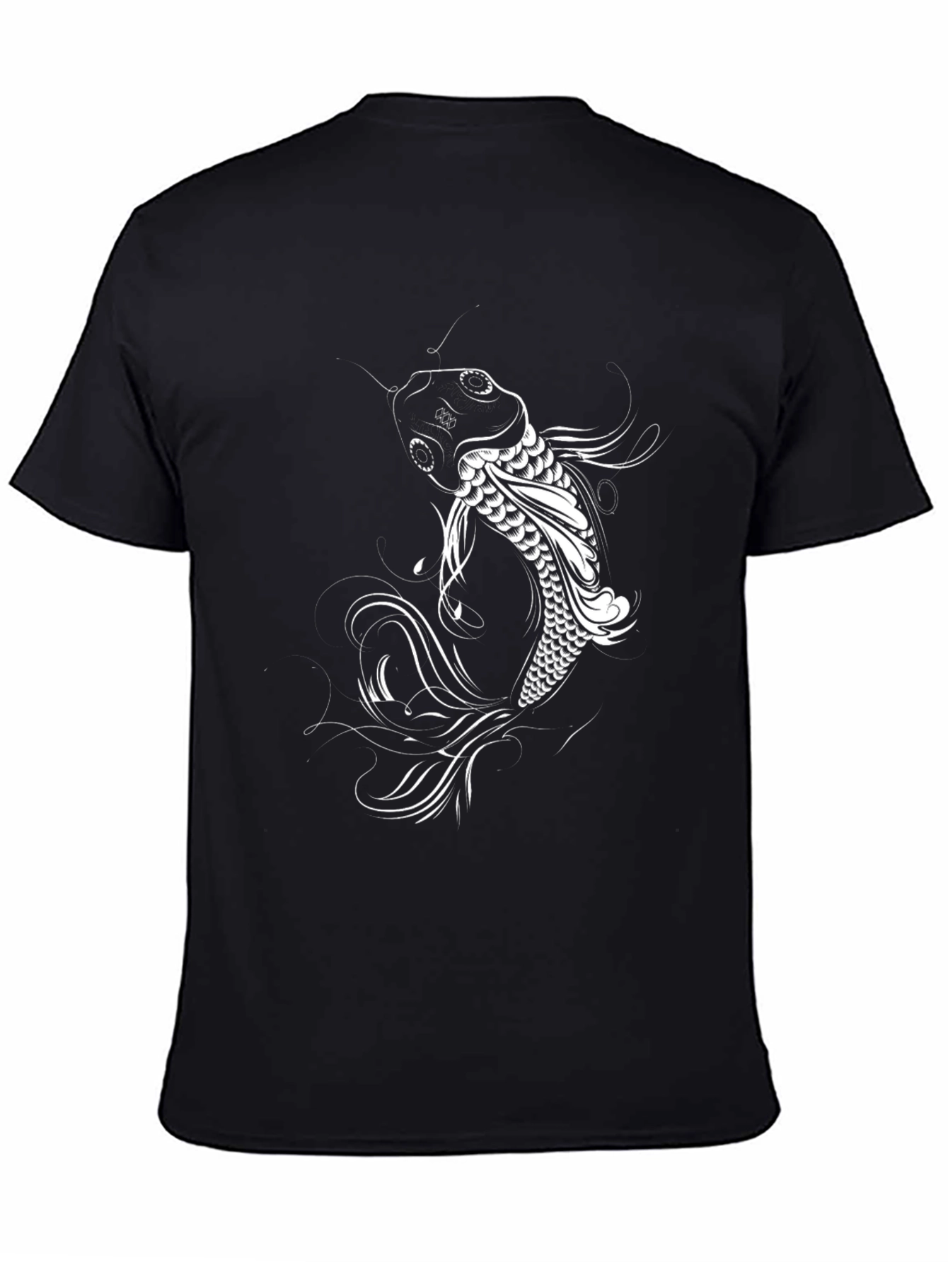 Koi Fish Graphic Tee - Stylish Black Cotton T-Shirt