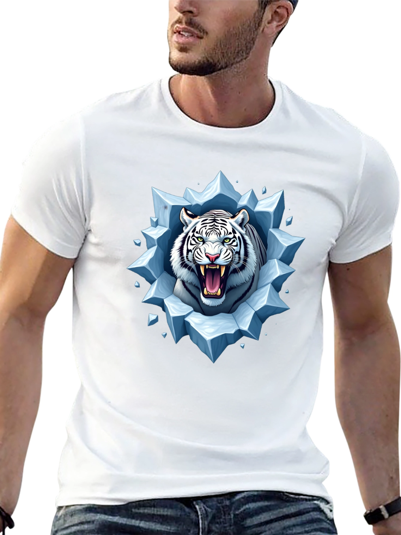 White Tiger Ice Burst Graphic Tee