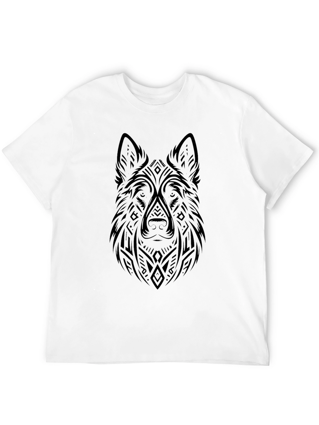 Tribal Wolf Graphic Tee - Black