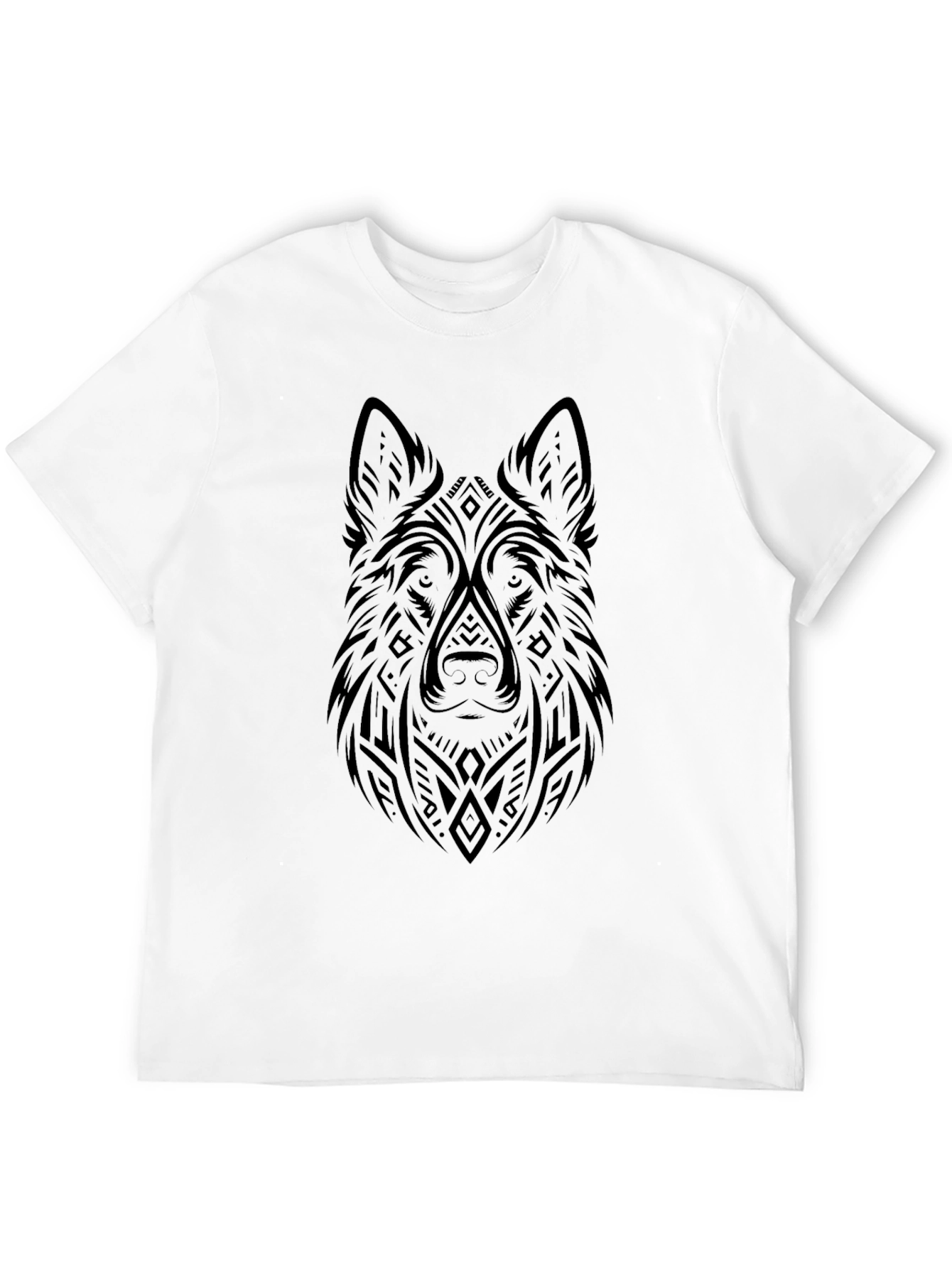 Tribal Wolf Graphic Tee - Black