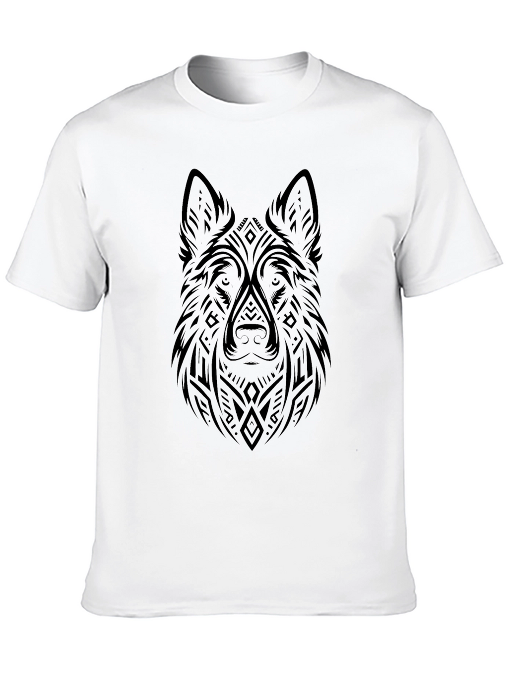 Tribal Wolf Graphic Tee - Black