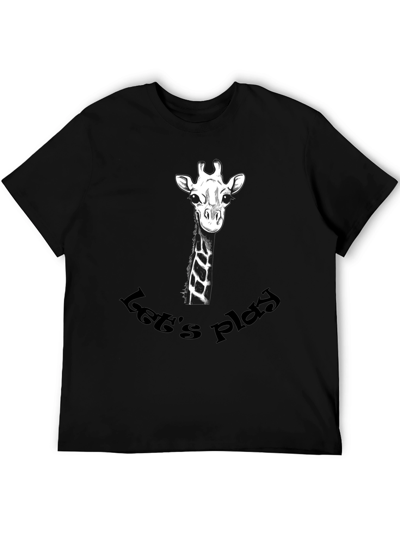 Playful Giraffe Graphic Tee - Black Cotton T-Shirt