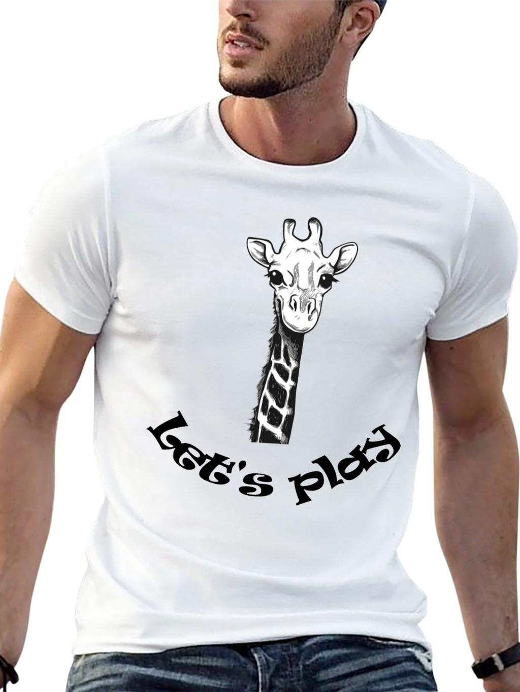 Playful Giraffe Graphic Tee - Black Cotton T-Shirt