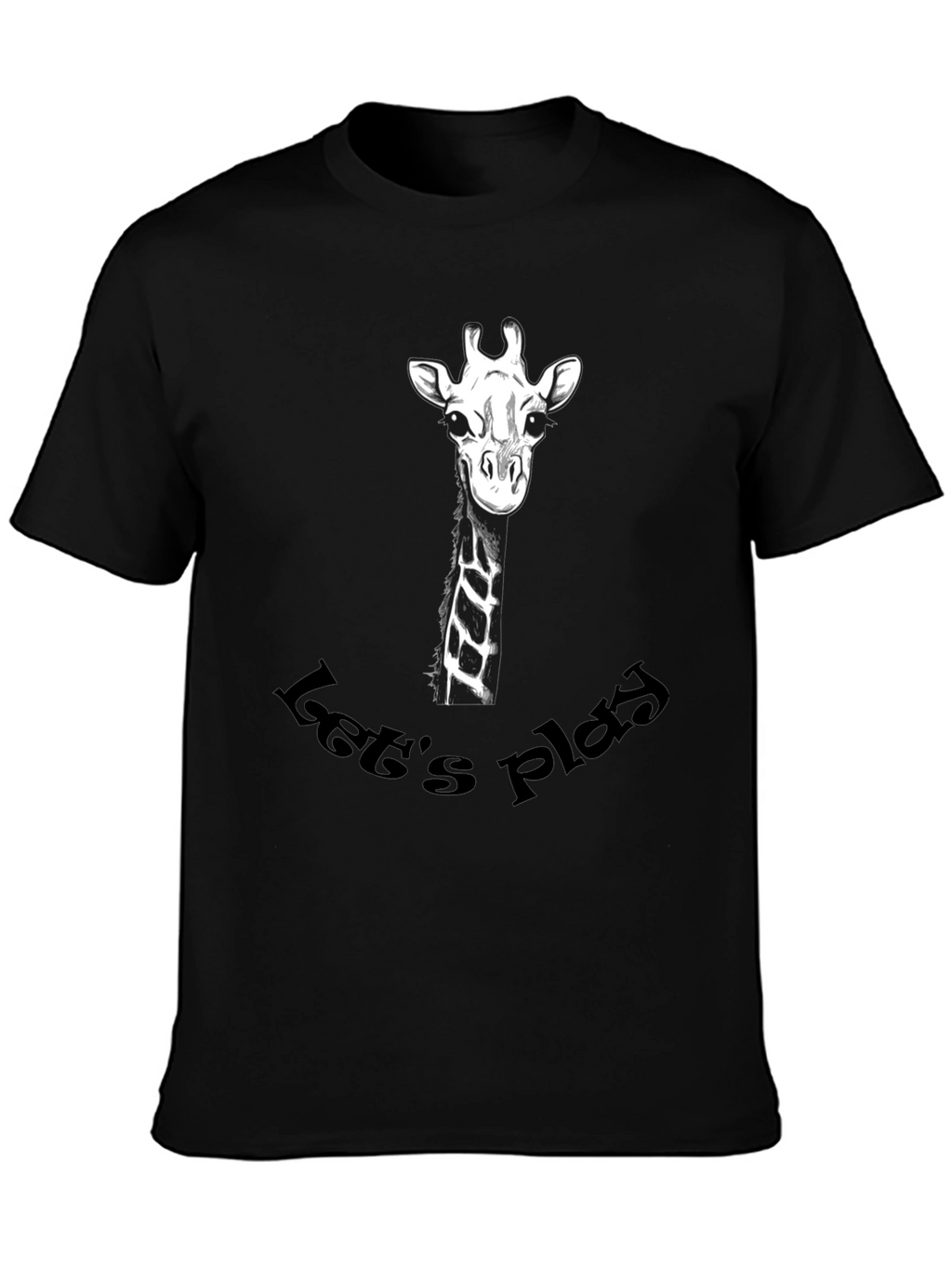 Playful Giraffe Graphic Tee - Black Cotton T-Shirt