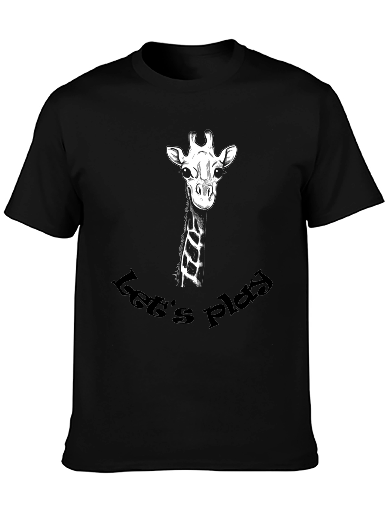Playful Giraffe Graphic Tee - Black Cotton T-Shirt