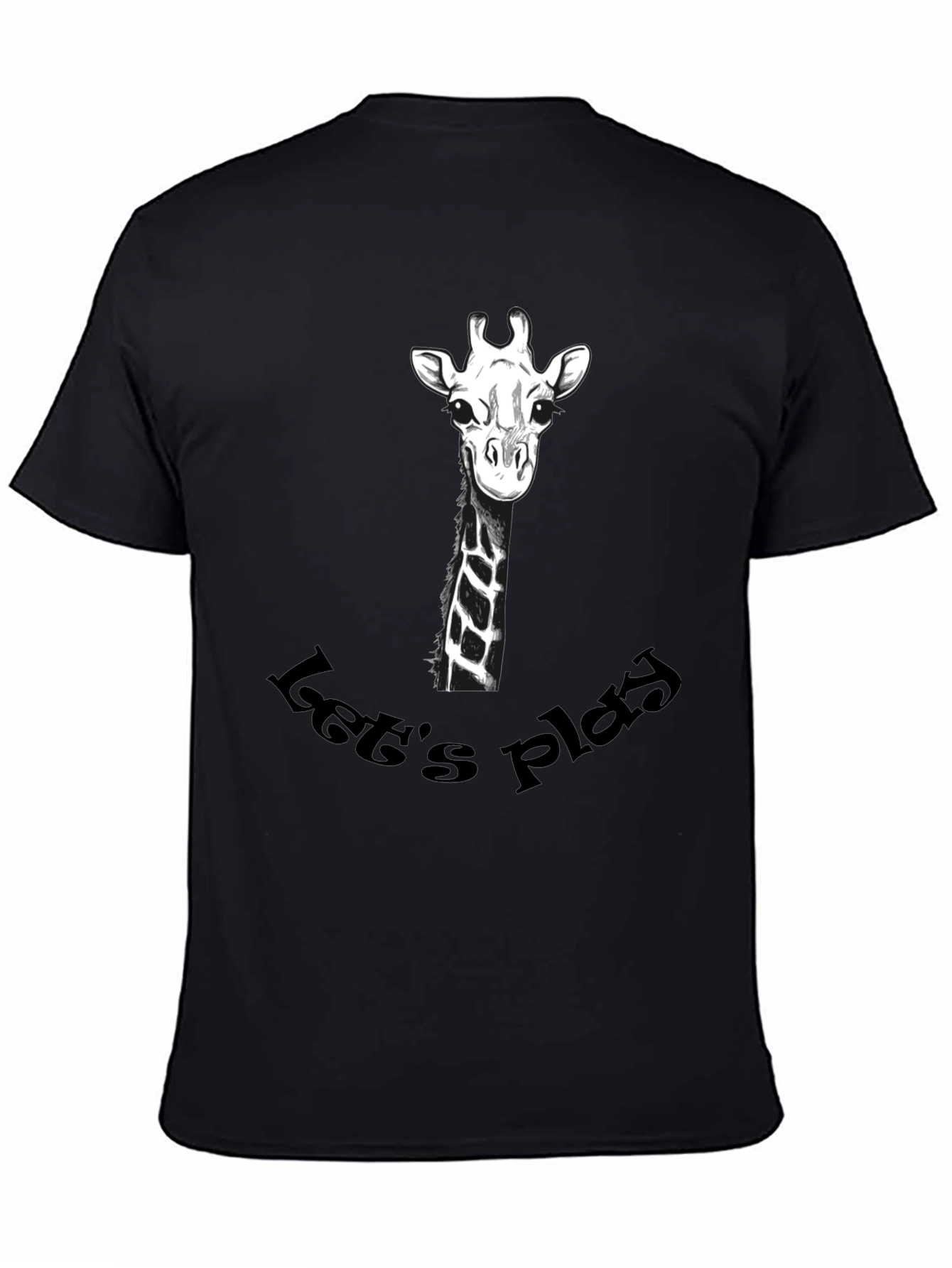 Playful Giraffe Graphic Tee - Black Cotton T-Shirt