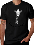 Playful Giraffe Graphic Tee - Black Cotton T-Shirt