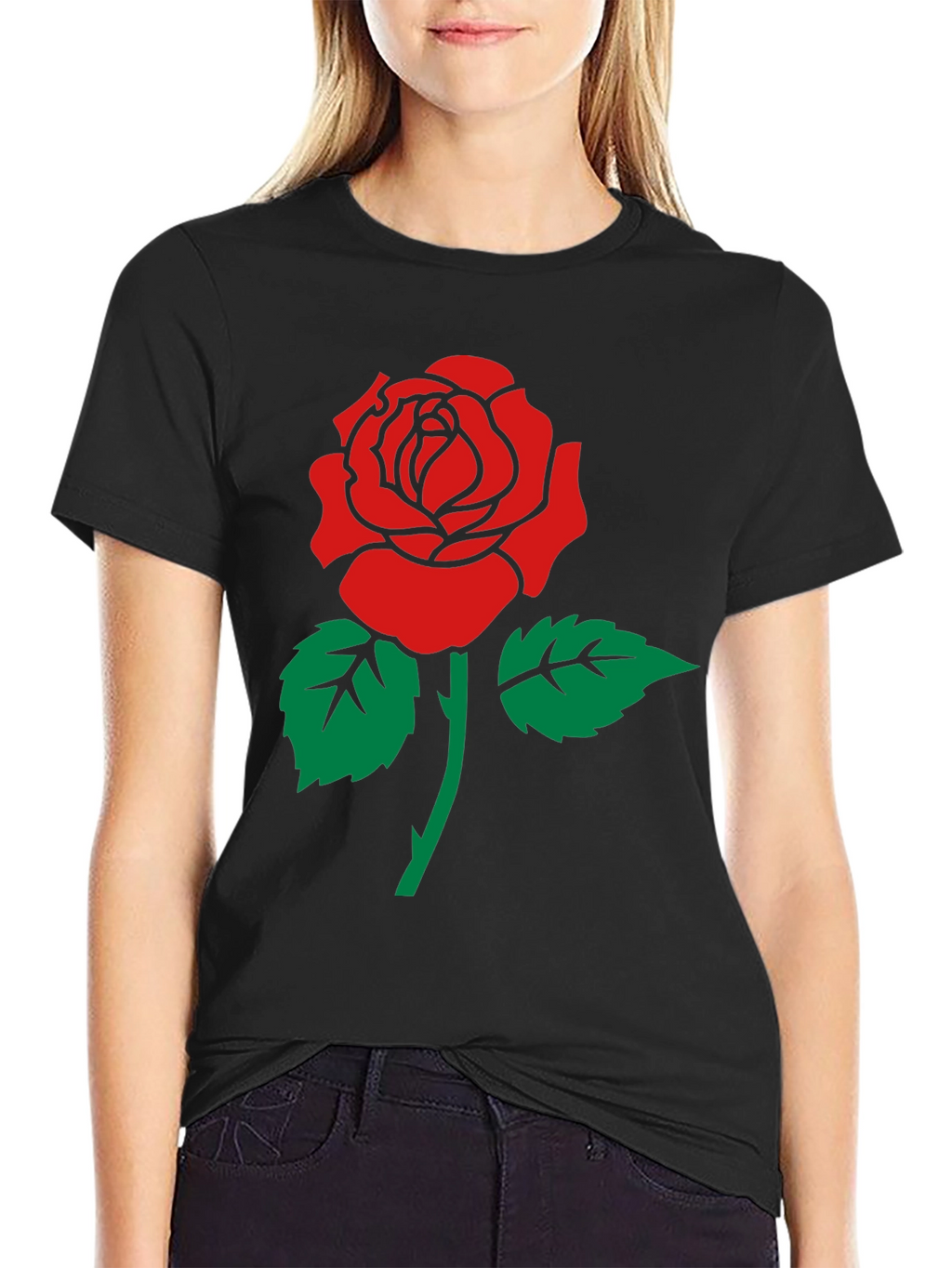 Rose Graphic Print Crew Neck T-Shirt